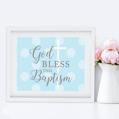 Blue/Gray Boy God Bless This Baptism Image 1