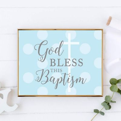 Blue/Gray Boy God Bless This Baptism Image 1