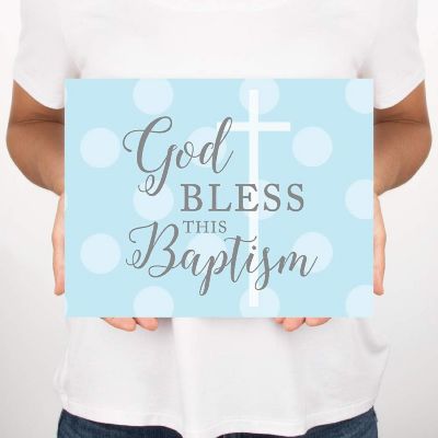 Blue/Gray Boy God Bless This Baptism Image 2