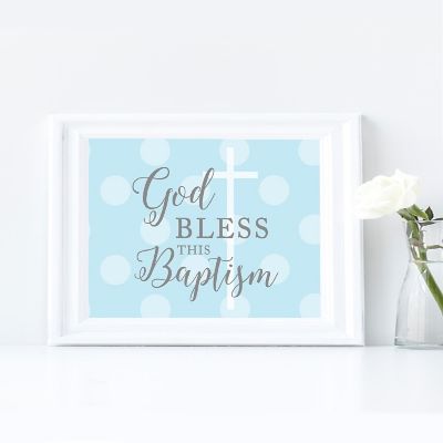 Blue/Gray Boy God Bless This Baptism Image 3