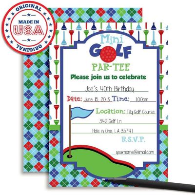 Blue Mini Golf Invitations 40pc. by AmandaCreation Image 3