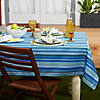 Blue Ocean Stripe Print Outdoor Tablecloth With Zipper, 60X120 Image 3