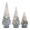 Blue Ombre Led Frosted Glass Tree Decor  (Set Of 3) 9.5"H, 13.25"H, 15.75"H Glass 3 Aa Batteries, Not Included Image 1