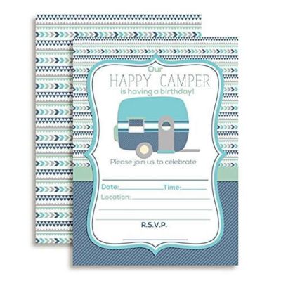 Blue Retro Camper Invitations 40pc. by AmandaCreation Image 1