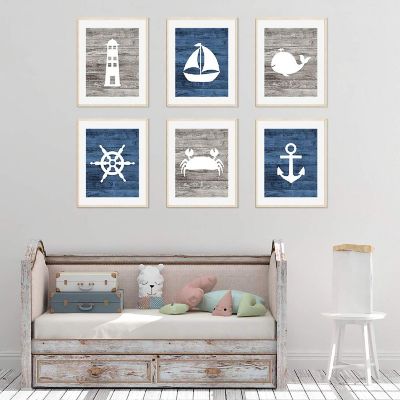Blue Rustic Nautical Art 6Pk 8.5x11in Image 2