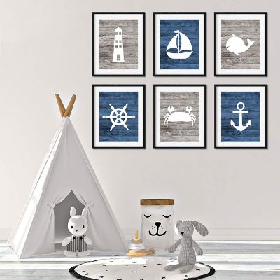 Blue Rustic Nautical Art 6Pk 8.5x11in Image 3