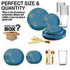 Blue with Gold Brushstroke Round Disposable Plastic Dinnerware Value Set (20 Settings) Image 2