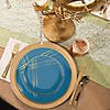Blue with Gold Brushstroke Round Disposable Plastic Dinnerware Value Set (20 Settings) Image 4