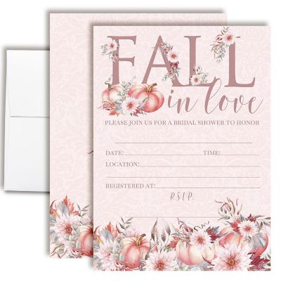 Blush Fall in Love Bridal Shower Party Invitations Image 1