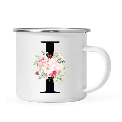 Blush Floral Monogram I 11oz Camp Mug Image 1