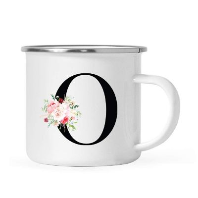 Blush Floral Monogram O 11oz Camp Mug Image 1