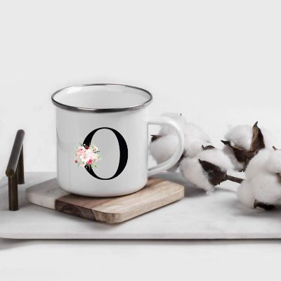 Blush Floral Monogram O 11oz Camp Mug Image 1