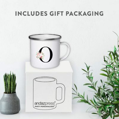 Blush Floral Monogram O 11oz Camp Mug Image 3