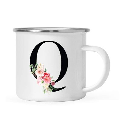 Blush Floral Monogram Q 11oz Camp Mug Image 1