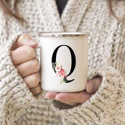 Blush Floral Monogram Q 11oz Camp Mug Image 2