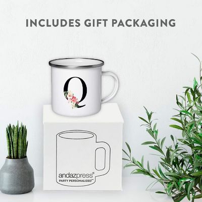 Blush Floral Monogram Q 11oz Camp Mug Image 3