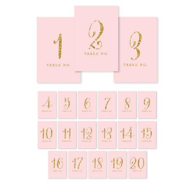Blush Gold Glitter Table Numbers 1-20 Image 1