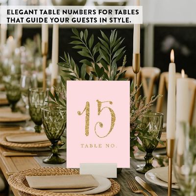 Blush Gold Glitter Table Numbers 1-20 Image 2