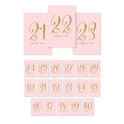 Blush Gold Glitter Table Numbers 21-40 Image 1