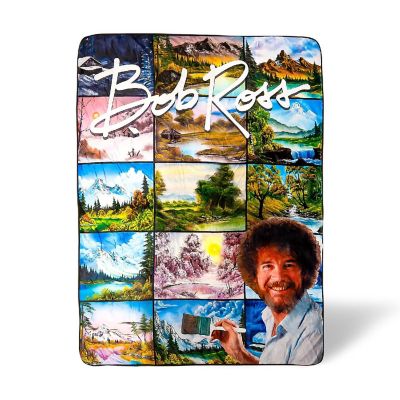 Bob Ross Oversized Fleece Sherpa Throw Blanket  54 x 72 Inches Image 1