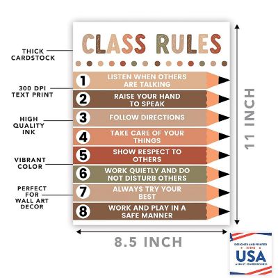 Boho 8 Classroom Rules 8.5x11in 1-Pack Image 1