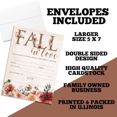 Boho Fall In Love Bridal Shower Party Invitations Image 1