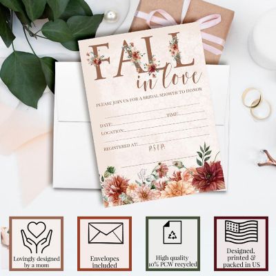 Boho Fall In Love Bridal Shower Party Invitations Image 2