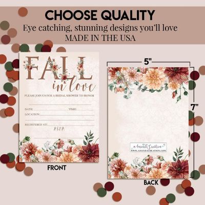 Boho Fall In Love Bridal Shower Party Invitations Image 3