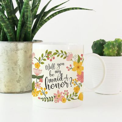 Boho Floral Be My Maid Honor Mug Image 1