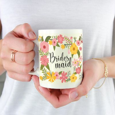 Boho Floral Bridesmaid Ceramic Mug Image 1