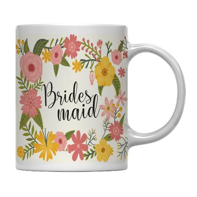 Boho Floral Bridesmaid Ceramic Mug Image 2