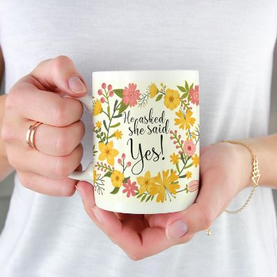 Boho Floral He Asked She Said Yes Mug Image 1