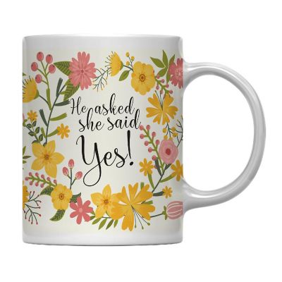 Boho Floral He Asked She Said Yes Mug Image 2