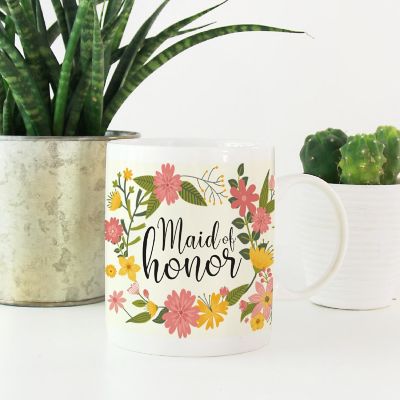 Boho Floral Maid of Honor Mug Image 1