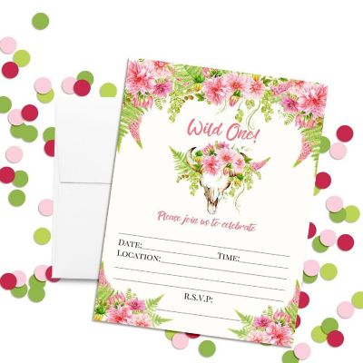 Boho Floral Wild One Invitations 40pc. by AmandaCreation Image 1