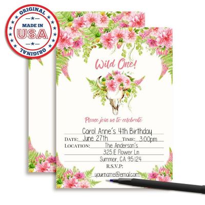 Boho Floral Wild One Invitations 40pc. by AmandaCreation Image 2