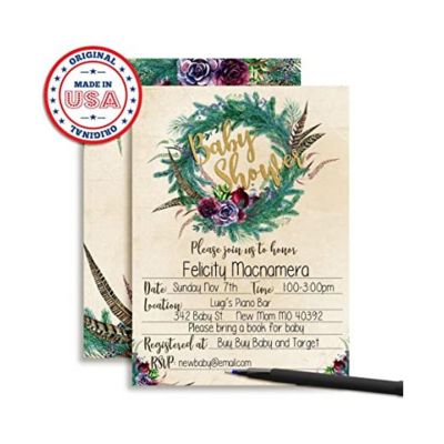 Boho Shower Invitations 40pcs. by AmandaCreation Image 1