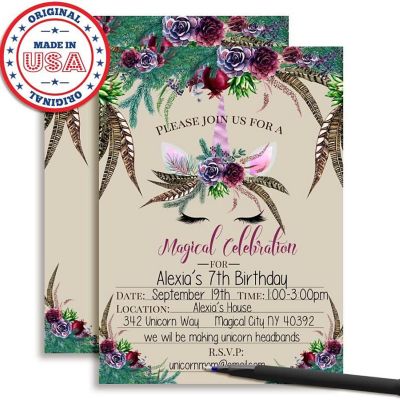 Boho Unicorn Invitations 40pcs. by AmandaCreation Image 1