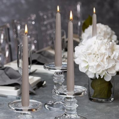 Bolsius 10" Colored Taper Candles Wedding Decorative Candles - Set Of 10 - Gray Image 2