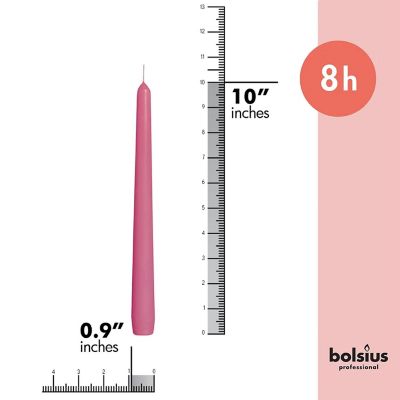 Bolsius 10" Colored Taper Candles Wedding Decorative Candles - Set Of 10 - Pink Image 1