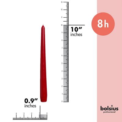 Bolsius 10" Colored Taper Candles Wedding Decorative Candles - Set Of 10 - Red Image 1