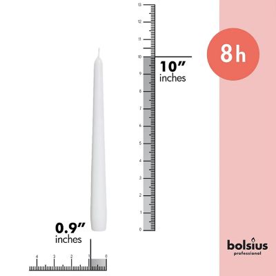 Bolsius 10" Colored Taper Candles Wedding Decorative Candles - Set Of 10 - White Image 1
