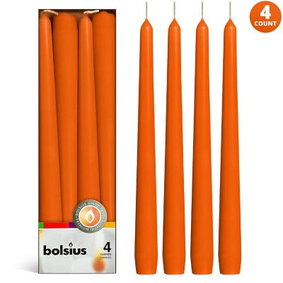 Bolsius 10" Unscented Taper Candles Decorative Colored Candle - Set Of 4 - Orange Image 1
