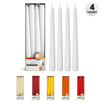 Bolsius 10" Unscented Taper Candles Decorative Colored Candle - Set Of 4 - White Image 1