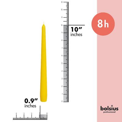 Bolsius 10" Unscented Taper Candles Decorative Colored Candle - Set Of 4 - Yellow Image 1
