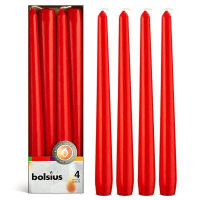 Bolsius 10" Unscented Taper Candles Decorative Colored Candle - Set Of - Red Image 1