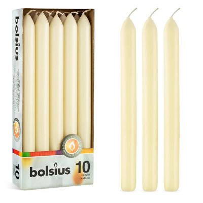 Bolsius 9" Drippless Dinner Taper Decorative Candle - Set Of 10 - Ivory Image 1