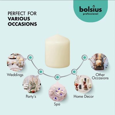 Bolsius Ivory Pillar Candles Unscented Holiday & Wedding Decor Candles - Set of 12 - 2.25"x3" Image 1
