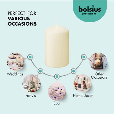 Bolsius Unscented Ivory Pillar Candles Wedding Candle - Set of 6 - 3"x6" Image 1