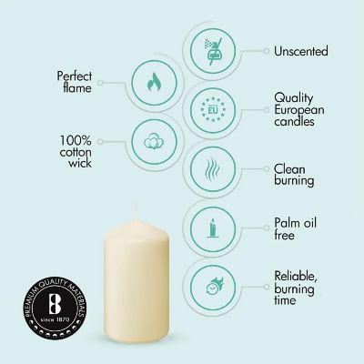 Bolsius Unscented Ivory Pillar Candles Wedding Candle - Set of 6 - 3"x6" Image 2